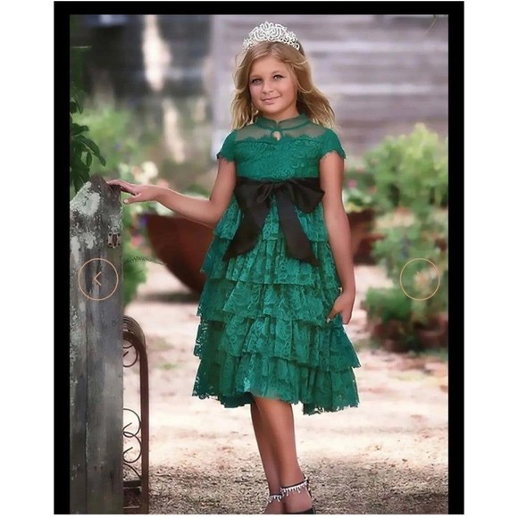 Trish Scully Lace Emerald Green Dress Bella Rafaela Size 14 - Picture 1 of 10